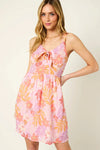 Floral Sleeveless Smocked Back Cut Out Mini Dress - Tasha Apparel Wholesale