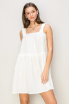 Tiered Ruffle Ruched Strap Sleeveless Mini Dress