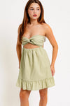 Cut Out Strapless Twist Front Detail Mini Dress - Tasha Apparel Wholesale