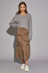 Utility Pockets Front Slit Drawstring Waist Midi Skirt - Tasha Apparel Wholesale