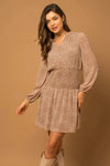 Floral V-Neck Smocking Waist Mini Dress - Tasha Apparel Wholesale