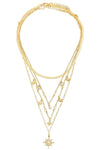 Multi Layered Pave Star Teardrop Charm Necklace - Tasha Apparel Wholesale