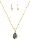 Crystal Teardrop Necklace & Small Ball Earring Set - Tasha Apparel Wholesale
