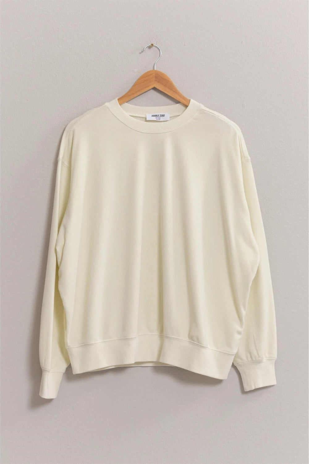 Oversized Cream Cotton Blend Crewneck Soft Relaxed Fit Pullover Sweater - Tasha Apparel Wholesale