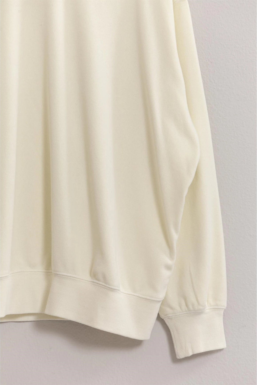 Oversized Cream Cotton Blend Crewneck Soft Relaxed Fit Pullover Sweater - Tasha Apparel Wholesale