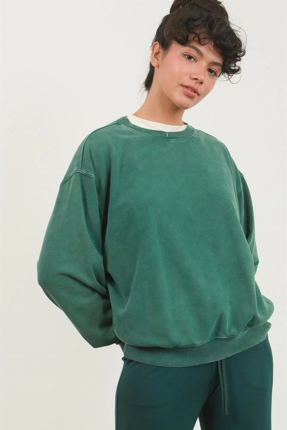 Oversized Cream Cotton Blend Crewneck Soft Relaxed Fit Pullover Sweater - Tasha Apparel Wholesale