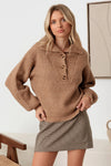 100% Wool Button-Up Neck Pullover Sweater - Tasha Apparel Wholesale