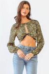 Floral Print Bliss Twist Front Detail Crop Top /1-2-2-1 - Tasha Apparel Wholesale
