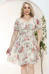 Plus Size Floral Short Balloon Sleeve Mini Dress - Tasha Apparel Wholesale