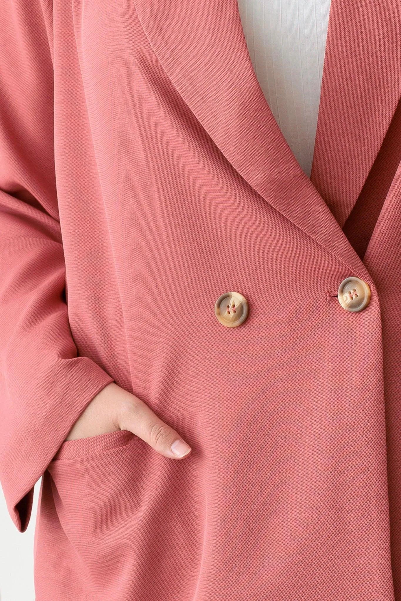 Plus Size Coral Blazer & Plated Short Set - Tasha Apparel Wholesale