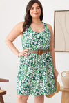 Plus Size Floral Back Cross Sleeve Elastic Waist Knee Length Dress - Tasha Apparel Wholesale