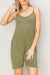 Relaxed Cotton Mineral Wash Pockets Harem Lounge Romper
