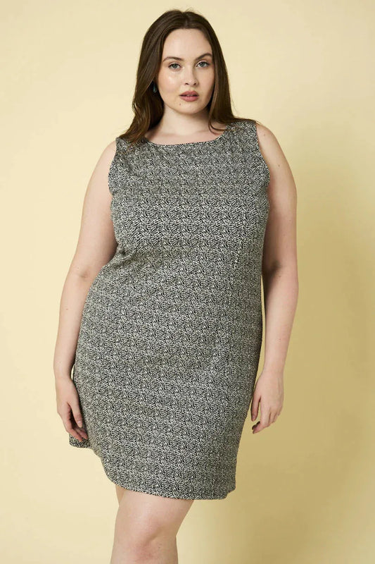 Plus Size Classic Chevron Sleeveless Sheath Mini Dress - Tasha Apparel Wholesale