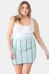 Plus Size Mint Ribbed Seam High Waist Mini Skirt - Tasha Apparel Wholesale