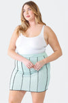 Junior Plus Mint Ribbed Seam Detail High Waist Mini Skirt /1-2-2 - Tasha Apparel Wholesale