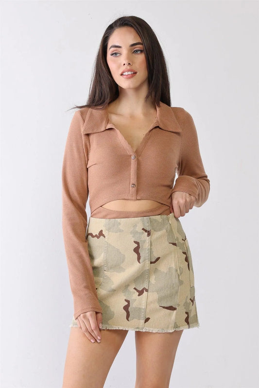 Cami Cotton High Waist Trim Hem Mini Skirt - Tasha Apparel Wholesale