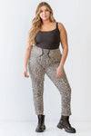 Plus Size Leopard Print Lace-Up Fitted Pants /1-1-1 - Tasha Apparel Wholesale