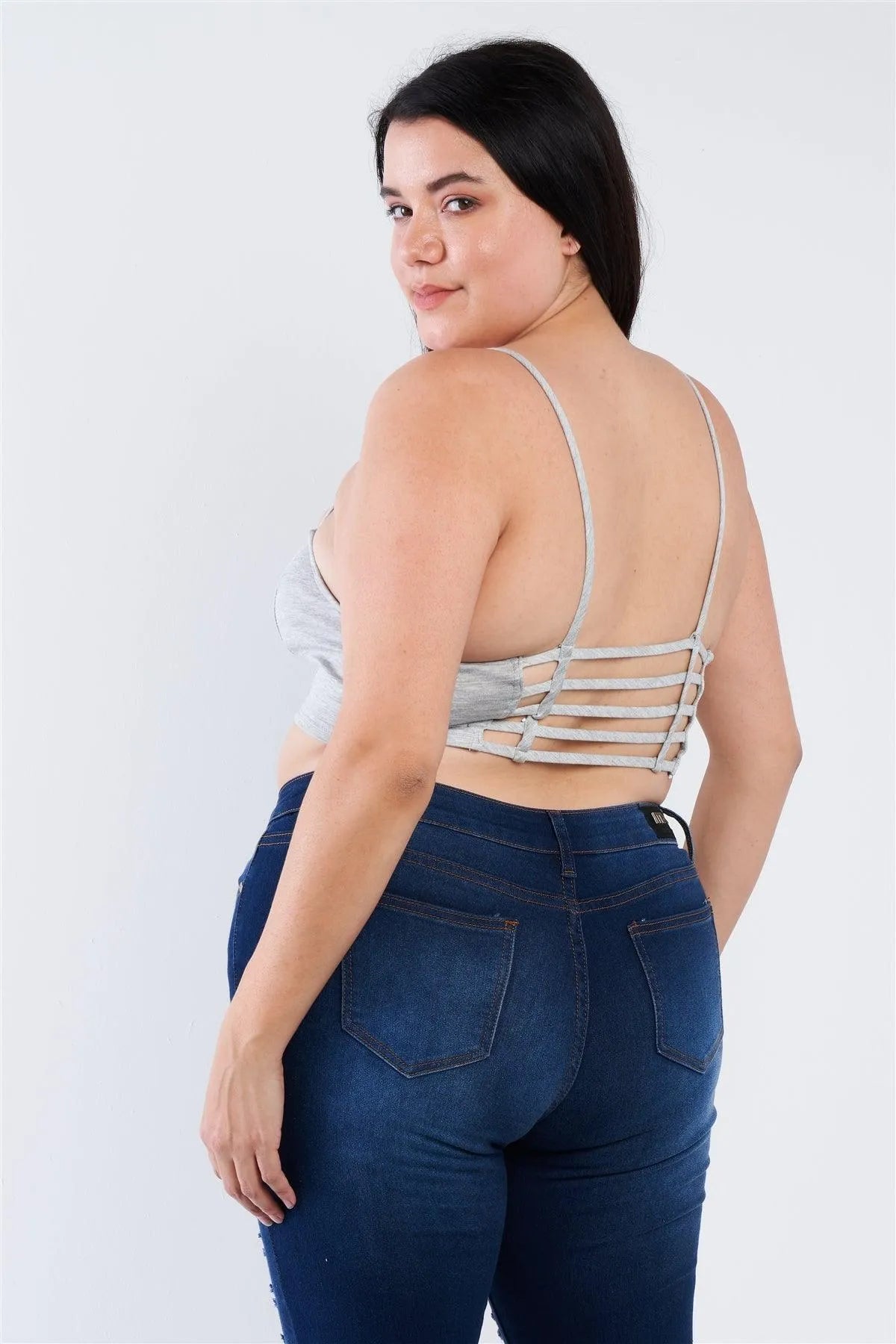 Plus Size Grey Cami Strap Athletic Tank Top /2-2-2 - Tasha Apparel Wholesale