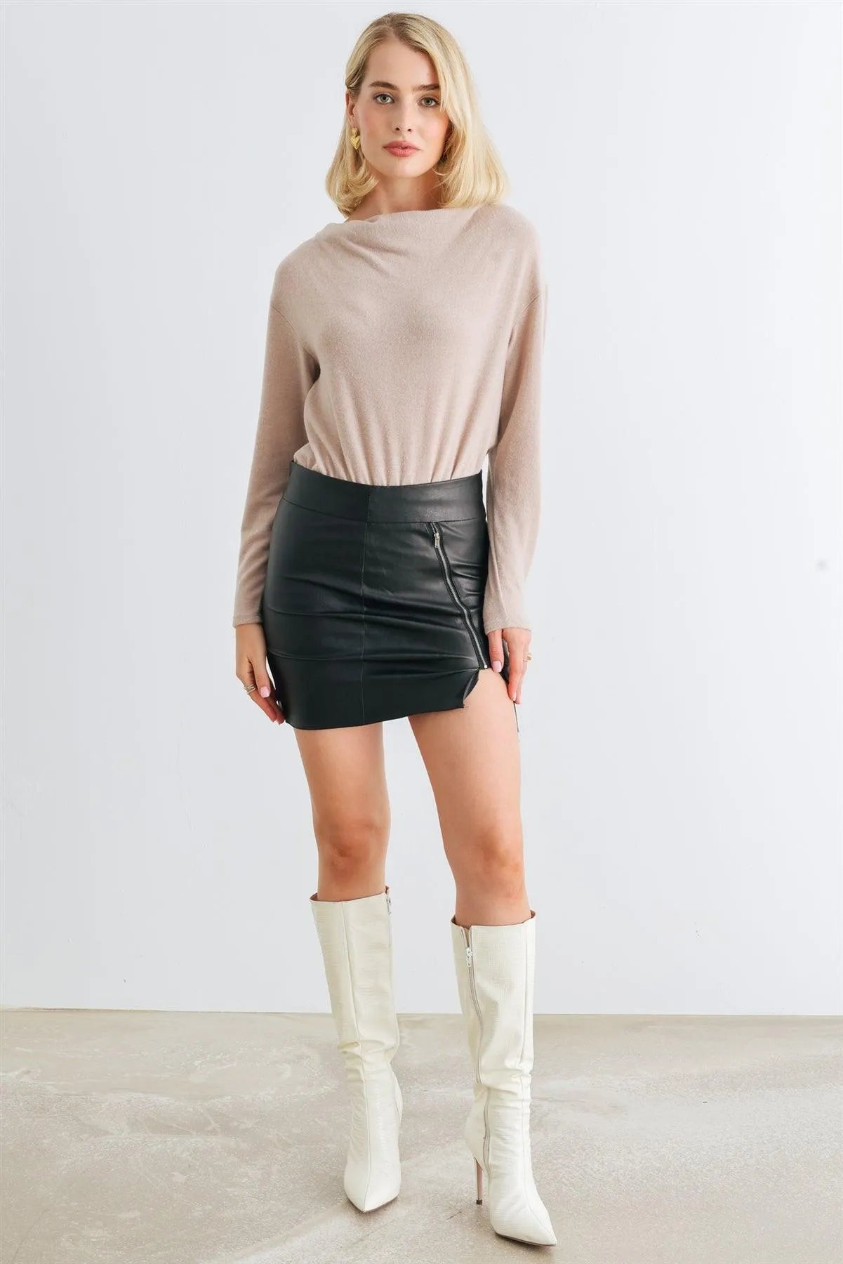 Taupe Long Sleeve Soft To Touch Bodysuit /1-2-2-1 - Tasha Apparel Wholesale