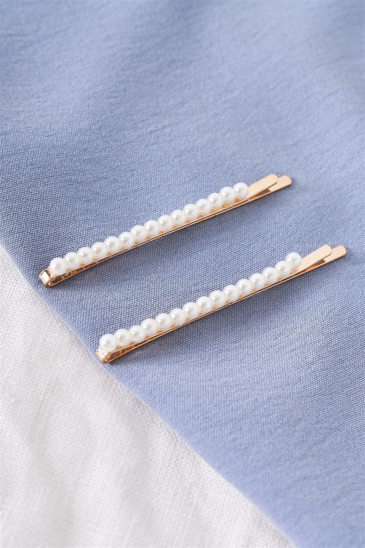 3pcs String of Pearls Gold Metal Hair Bobby Pins - Tasha Apparel Wholesale