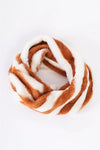 Striped Fuzzy Faux Fur Twisted Infinity Scarf /3 Pieces - Tasha Apparel Wholesale
