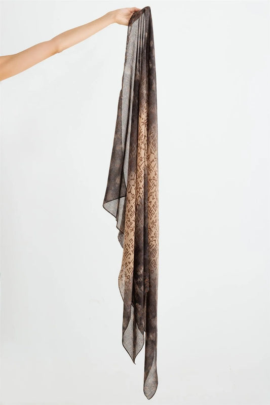 Hangul Design Korean Languages Wrap Long Shawl Scarf - Tasha Apparel Wholesale